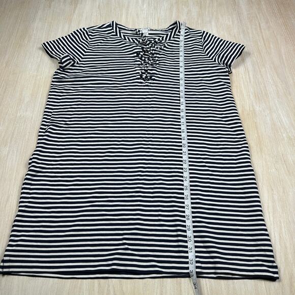 J Crew Navy White Stripe Lace Up T-Shirt Casual Nautical Short Sleeve Dress XL - Picture 7 of 16